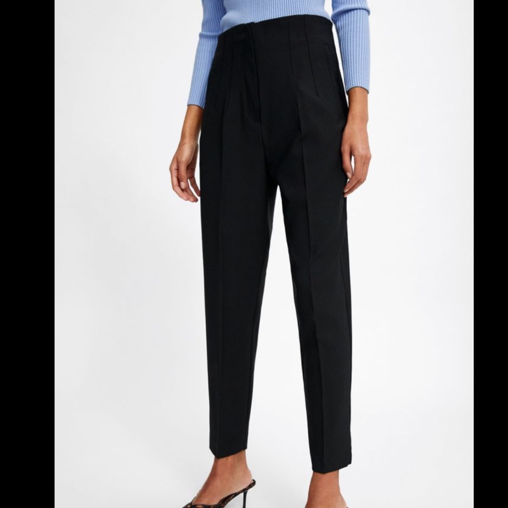 ZARA Trouser Pants With Gold Detailing